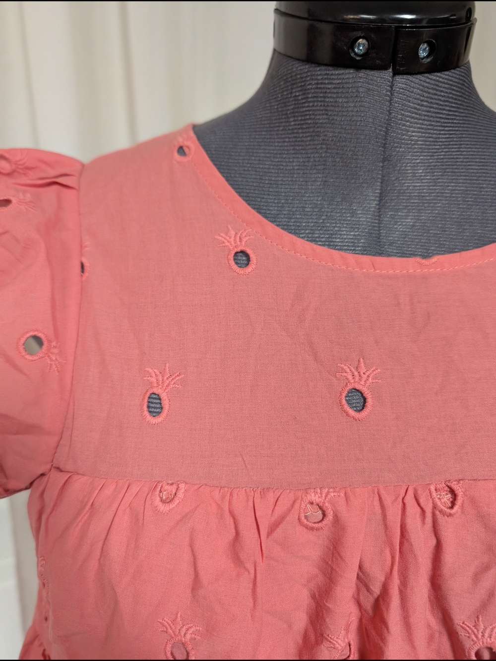 Simply Southern Coral Pink Eyelet Tiered Dress with Flutter Sleeves - Picture 3 of 8